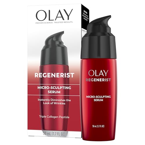Olay Regenerist Micro-Sculpting Serum, Face Serum for Women, Fragrance-Free, Anti-Aging, Anti-Wrinkle, Firming Skin Care - Triple Collagen Cream, Peptide, Niacinamide, 1.7 Oz