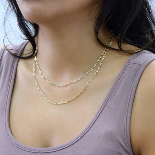 Nuragold 10k Real Yellow Gold 2mm Paperclip Chain Cable Dainty Necklace - 16"