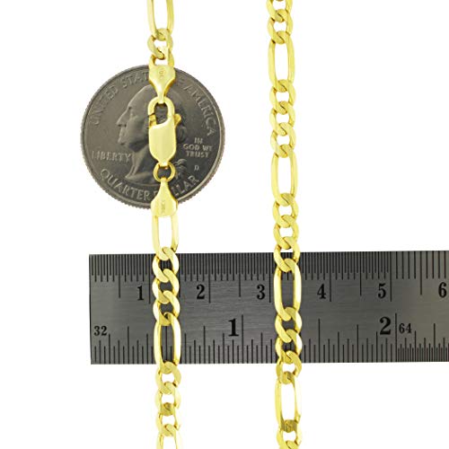 Nuragold 14k Real Yellow Gold Figaro Link 5.5mm Chain Necklace (16"-30") - 18"