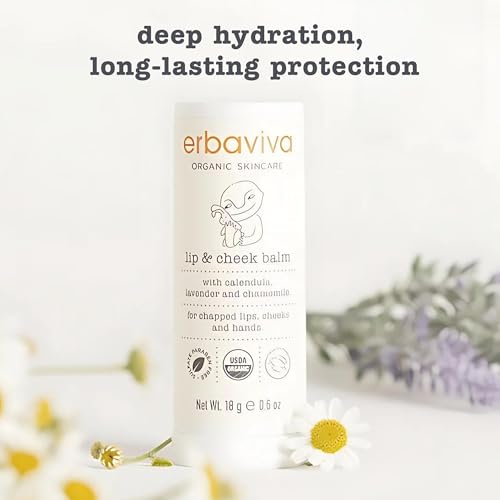 Erbaviva Organic Lip Balm & Cheek Balm – Moisturizing Stick for Baby & Adults | USDA Organic, Shea Butter & Calendula for Dry, Chapped Skin | Lip, Cheek & Hand Protection