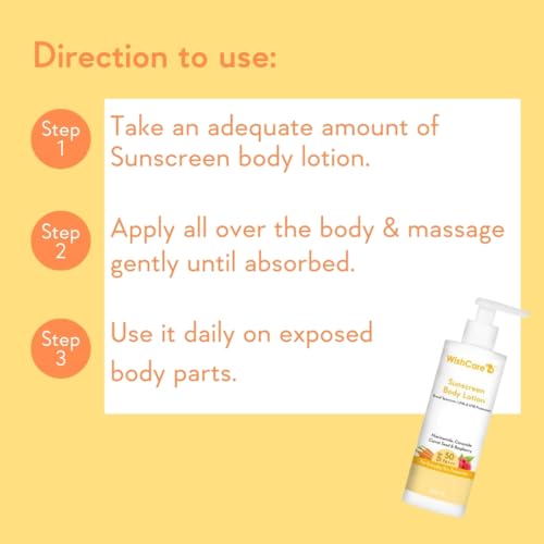 WishCare Sunscreen Body Lotion with SPF 50 PA+++ - Broad Spectrum UVA & UVB Protection, No White Cast, Enriched with Carrot Seed & Raspberry - Body Sunscreen Lotion 200ml (Indian Version)