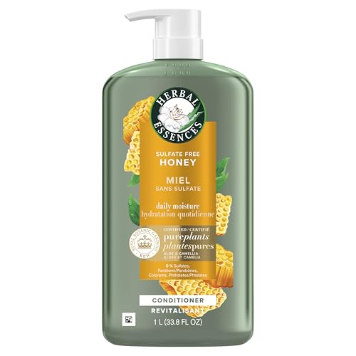 Herbal Essences Honey Daily Moisture Conditioner, Protects and Nourishes Dry Hair, Hydrating Conditioner with Certified Camellia Oil and Aloe Vera, Moisturizing and Safe For All Hair Types, 33.8oz