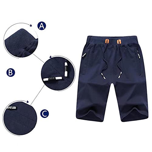 JustSun Mens Shorts Casual Sports Classic Fit Joggers Shorts with Elastic Waist Zipper Pockets Black Small