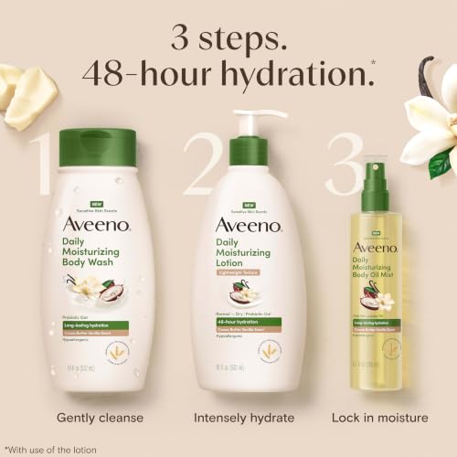 Aveeno Daily Moisturizing Body Oil Mist, Cocoa Butter Vanilla Scent, 6.7 fl. oz