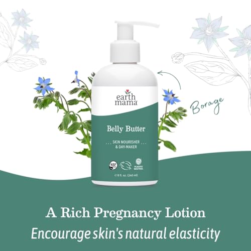 Earth Mama Belly Butter, Maternity Moisturizer for Dry Skin | Lotion for Pregnancy and Postpartum Recovery Self Care, Body Cream with Aloe, Fragrance Free, 8-Fluid Ounce (2-Pack)