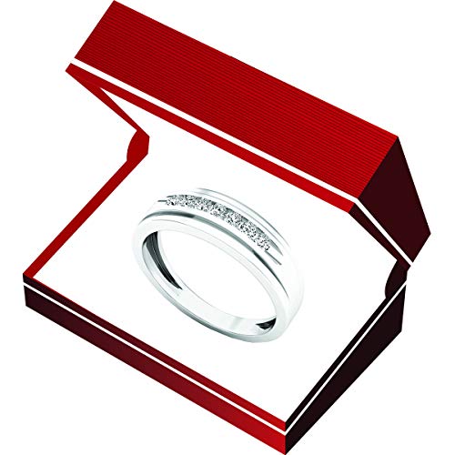 Dazzlingrock Collection 0.25 Cttw 10K Round White Diamond Mens Wedding Band Ring 1/, Solid White Gold, Size 9