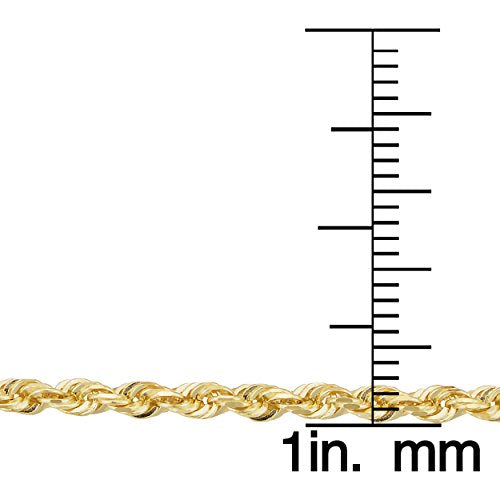 10k Yellow Gold 2.6mm Men's or Women's Rope Chain Bracelet (8.5 inch)
