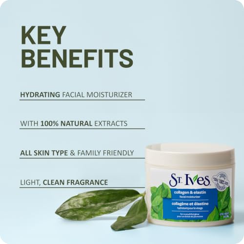 St. Ives Collagen Elastin Face Moisturizer for Dry Skin, Paraben free and Non Comedogenic, 10 oz