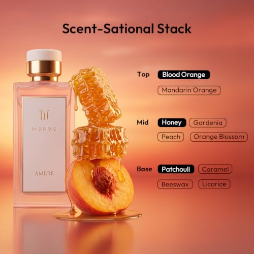 Merve Ambre Perfume for Women 3.4 Oz Long Lasting EDP Honey Caramel Peach