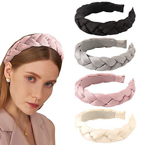 Ivyu Headbands Women Hair Head Hands Braided Head Band Twist Hairbands for Girls Black Pink Gray White Hair Band