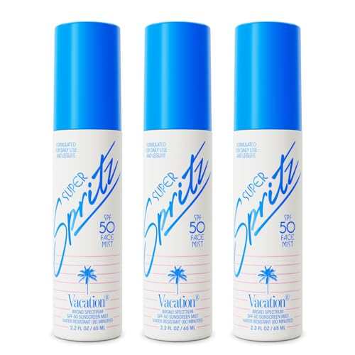 Vacation Super Spritz SPF 50 Face Sunscreen Spray, Pack of 3