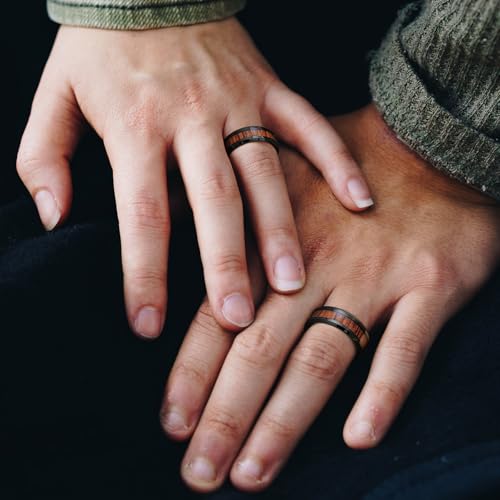 Mens 8mm Tungsten Wedding Band Natural Wood Inlaid Engagement Rings Size 10