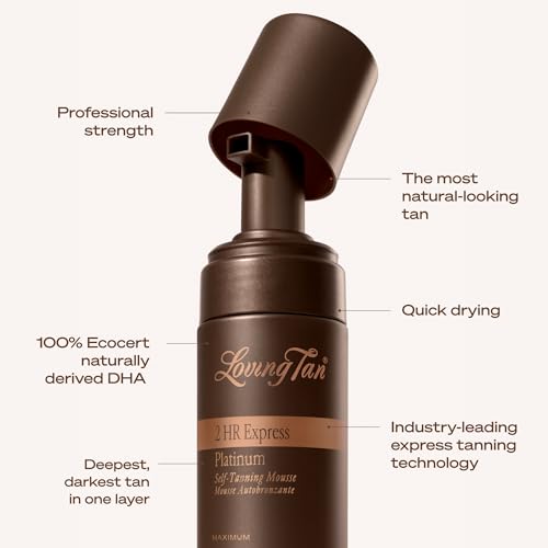 Loving Tan 2 HR Platinum Express Self Tanner Mousse (Max Dark) – 6.7 fl oz