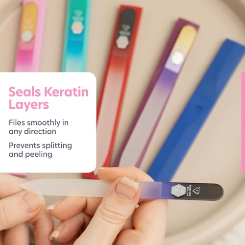 Bona Fide Beauty Czech Glass Nail File Set, 5-Pk with Hard Cases (Serenity)