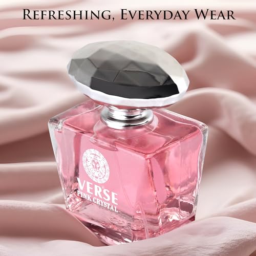 Verse Pink Crystal Eau De Parfum for Woman - Top Notes of Pomegranate, Yuzu & Iced Accord - Base Notes of Peony, Lotus, Magnolia, Amber, Musk & Mahogany - Floral & Fruity Scent - Elegant 100ml Bottle