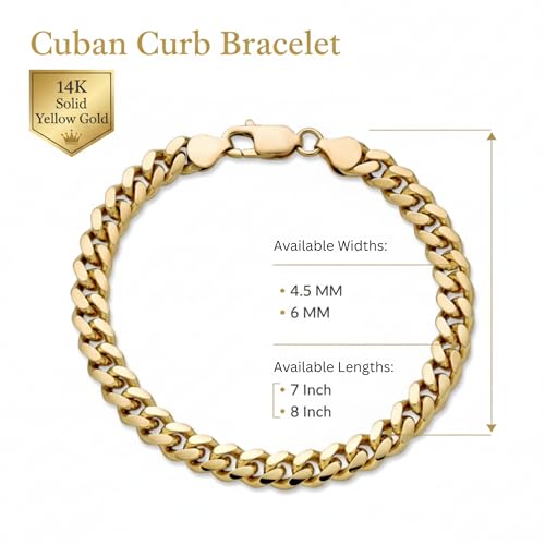 SHOP WGS 4.5MM 14K Solid Gold Miami Cuban Curb Bracelet for Women & Men