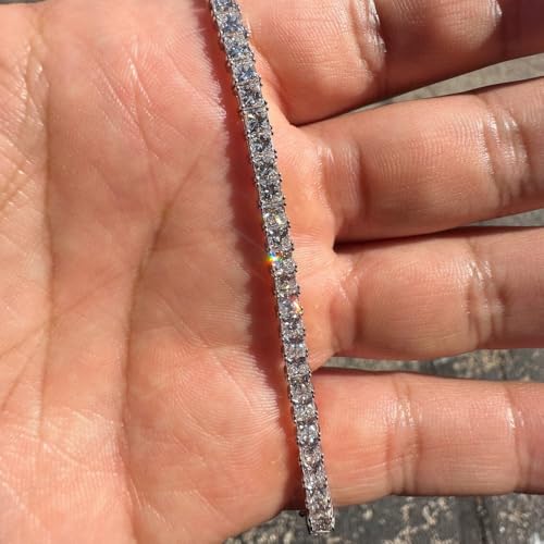 P3 POMPEII3 Pompeii 9.20Ct Princess Cut Diamond 7" Tennis Bracelet 14k Gold Lab Grown (E/F,VS)