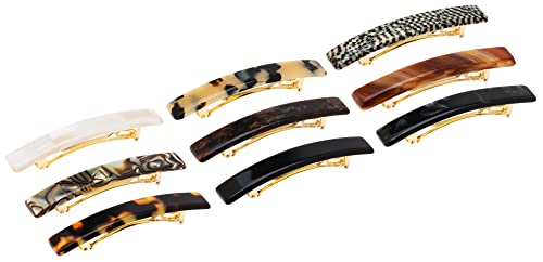 France Luxe Luxury Rectangle Barrette, Caramel Horn