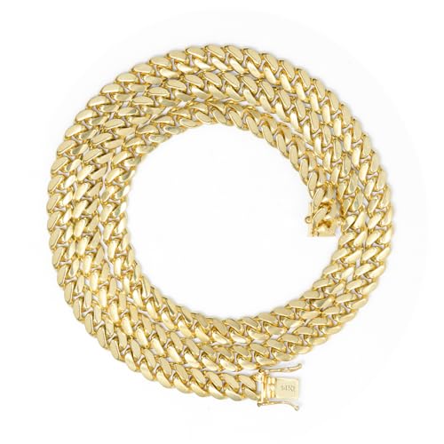 Nuragold 14k Real Yellow Gold Miami Cuban 7mm Solid Chain Mens Bracelet - 9"