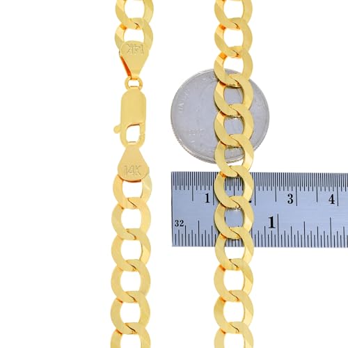 Nuragold 14k Real Yellow Gold Cuban Curb Solid Link Chain Men Bracelet 10mm - 9"