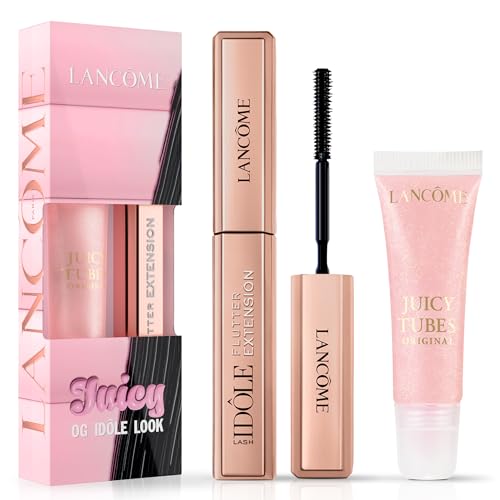 Lancôme Juicy Tubes Lip Gloss 0.33 fl oz & Lash Idôle Flutter Extension Mascara 0.16 fl oz Duo – Limited Edition Travel Set – Lengthening Mascara True Black & Hydrating Lip Gloss Marshmallow Electro