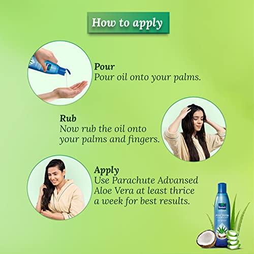 Parachute Advansed Aloe Vera Enriched Coconut Hair Oil | For Strong, Soft & Silky Hair| Deep Nourishment & Conditioning| All hair Types| 8.4 Fl.oz., Indian Hair Oil