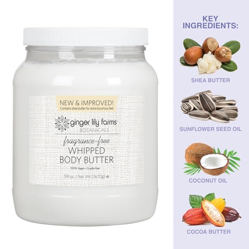Ginger Lily Farms 59 oz Whipped Body Butter, Fragrance-Free