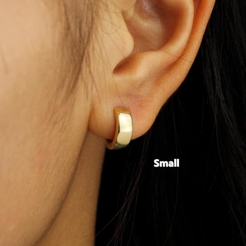 10k solid gold plain huggie earrings - Serena Sparkles (Small)