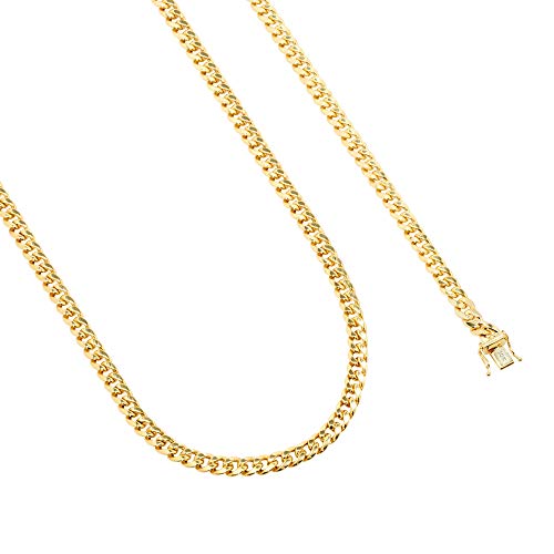Nuragold 10k Real Yellow Gold Miami Cuban Link 5mm Chain Italian Necklace - 24"