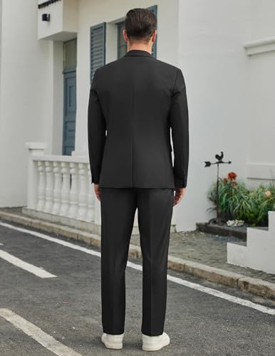 COOFANDY Men's Suits Regular Fit 2 Piece Suit Set Casual Blazer and Pants for Wedding Prom Party Dinner Business Black