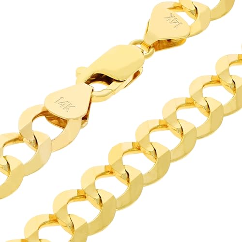 Nuragold 14k Real Yellow Gold Cuban Curb Solid Link Chain Men Bracelet 10mm - 9"