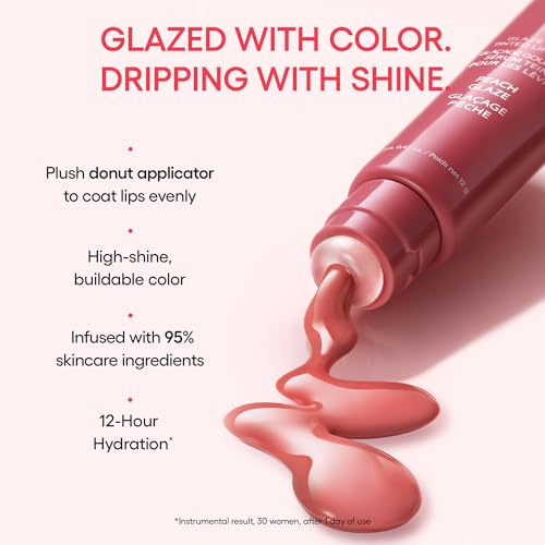 LANEIGE Glaze Craze Donut Delight Lip Serum Duo | Laneige Hydrating Tinted Lip Serums & Donut Keychain | K-Beauty Set for Glossy, Plump Lips