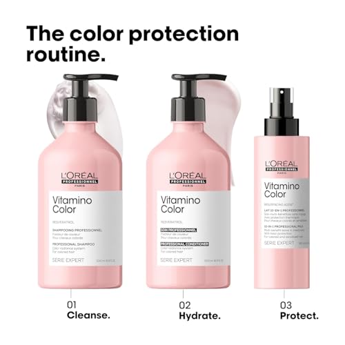 L'Oréal Professionnel Paris Vitamino Color Conditioner - Protects & Preserves Hair Color, Enhances Hair Shine & Vibrancy, Moisturizes & Detangles, Vegan