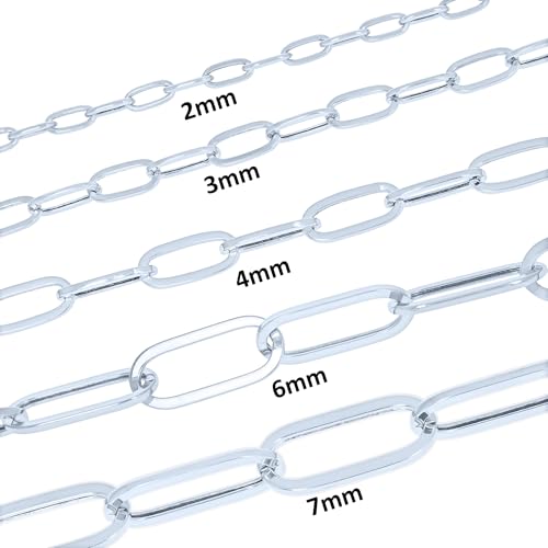 Nuragold 14K Real White Gold Paperclip Chain Elongated Cable Link Bracelet 7"-8" (2mm-7mm) Italian Jewelry for Men & Women - 2mm,7"