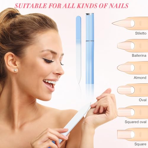 NICEMOVIC 6 Pack Glass Nail File, Stocking Stuffers for Teen Girls Women