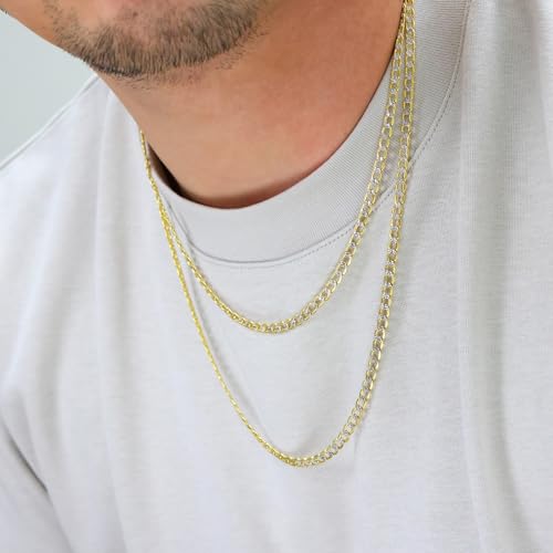 Nuragold 14k Real Yellow Gold Cuban Curb 4.5mm Pave Dia-Cut Chain Necklace - 16"