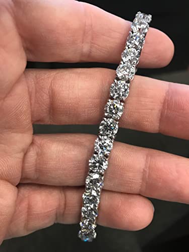 P3 POMPEII3 Pompeii 26.94Ct TW Round Diamond 7" Tennis Bracelet 14k White Gold Lab Grown (G-H,SI2-I1)