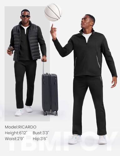 TBMPOY Men's Tracksuits Fleece Lined Sweatsuits 2 Piece Set Outfits Warm up Athletic Sports Casual Full Zip Jogging Suit Black XL