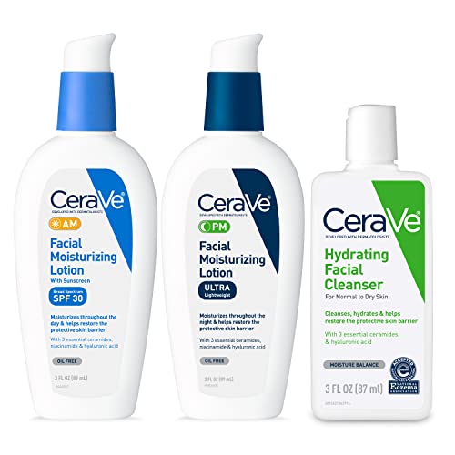 CeraVe Skin Care Set, Face Wash + AM & PM Face Moisturizer, Travel Size