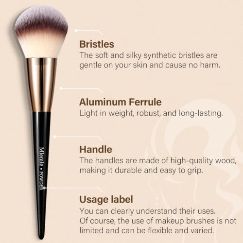 Makeup Brushes Set, Mlemle Professional 25 Pcs Makeup Kit, Include Powder Foundation Concealers Blush Eye shadows 21 Pcs Makeup Brushes and 2 Powder Puff, 2 Makeup Sponge(B02-CreamBlack)