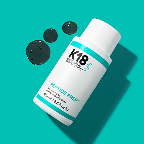 K18 Peptide Prep Detox Shampoo - Color Safe Clarifying Shampoo for Build Up Removal - Gently Removes Dirt, Oil + Metals from Hard Water with Activated Charcoal + Salicylic Acid (8.5 Fl oz)