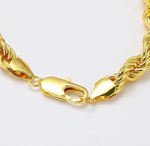 14K Solid Yellow Gold Twisted Rope Chain Necklace for Men Women 2mm18inch