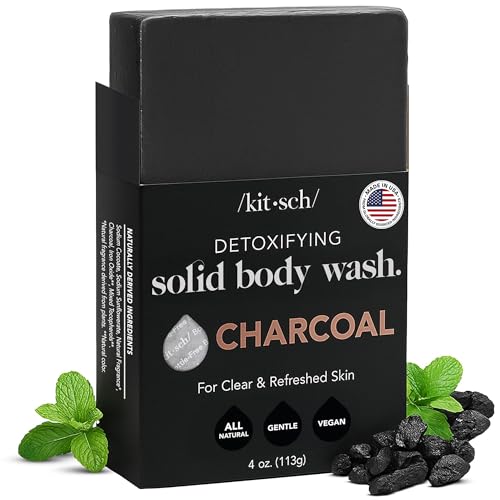 Kitsch Charcoal Soap Body Wash Bar for Cleansing – Made in USA, 4 oz
