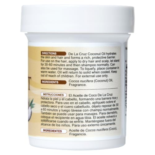De La Cruz Coconut Oil Skin and HairMoisturizer, 2.2 oz jar (62.5 g)