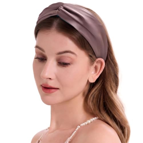 ZLYC Mulberry Silk Headband for Women's Hair, Solid Batik Pink