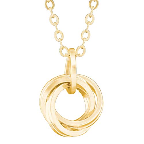 Classy 14K Yellow Gold-Filled Simple Love Knot Circle Pendant Necklace with 20 Inch Chain Elegant Designer Jewelry Gift Idea for Women