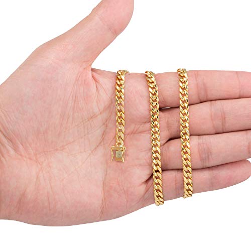 Nuragold 10K Real Yellow Gold Miami Cuban Link Chain Bracelet Men & Women - 7",5mm