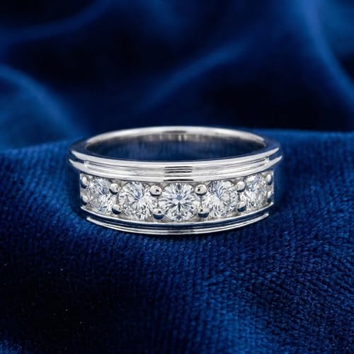 P3 POMPEII3 Pompeii 1 1/2Ct Men's Diamond Wedding Anniversary Ring in 10k Gold Lab Grown Five Stone - Size 7 (G/H,SI2-I1)