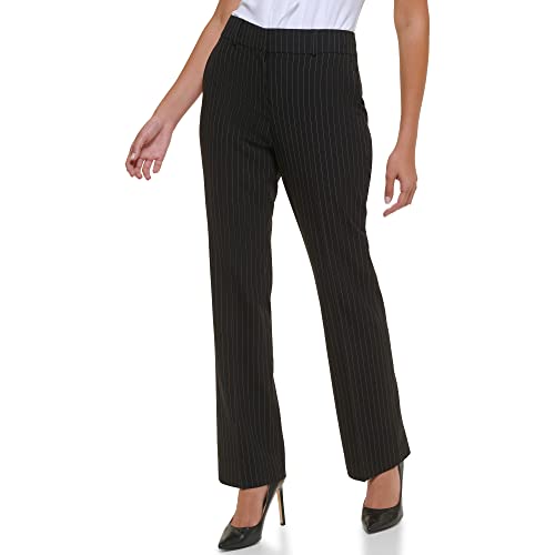 Tommy Hilfiger Pinstripe Sutton Bootcut Pants Black/Ivory 10
