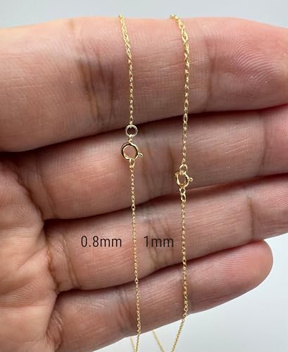 JEWELHEART 10K Solid Yellow Gold Rope Chain Pendant Necklace, 0.80mm 18in